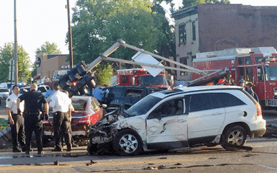 Aftermath of a vehicle crash in St. Ann, Mo.